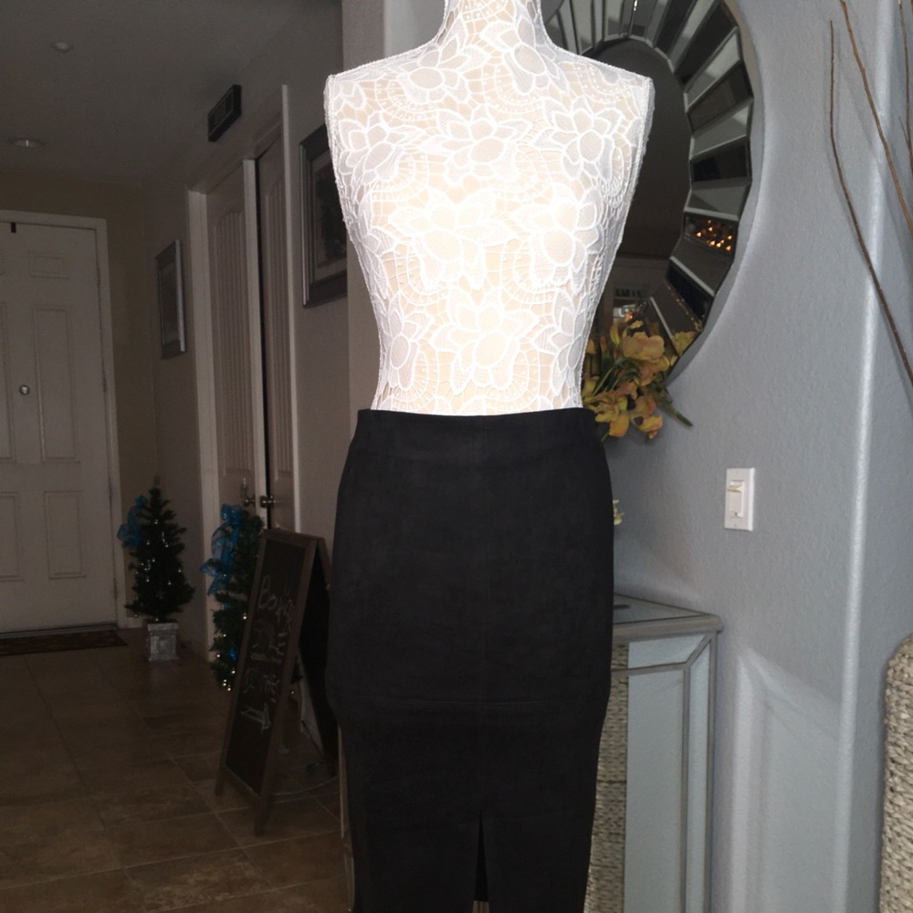 Faux Suede Fabric Midi Skirt